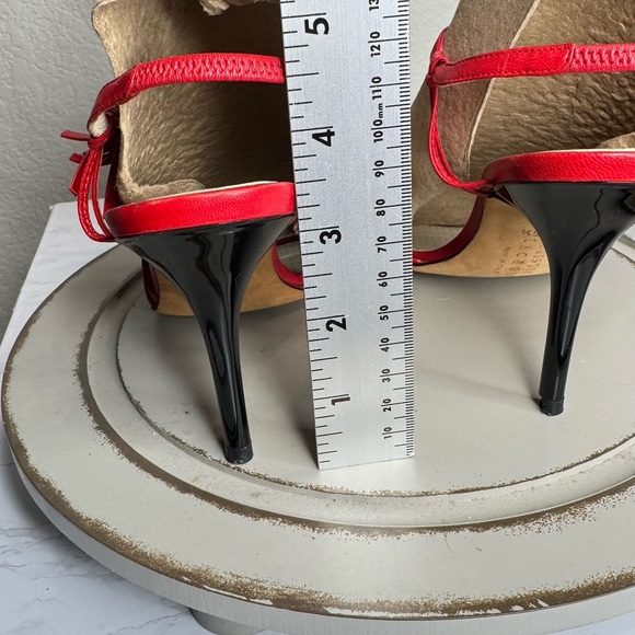 Christian Lacroix Tassel Accent Red Leather Slingback Heels Women’s US  6 - Picture 5 of 7